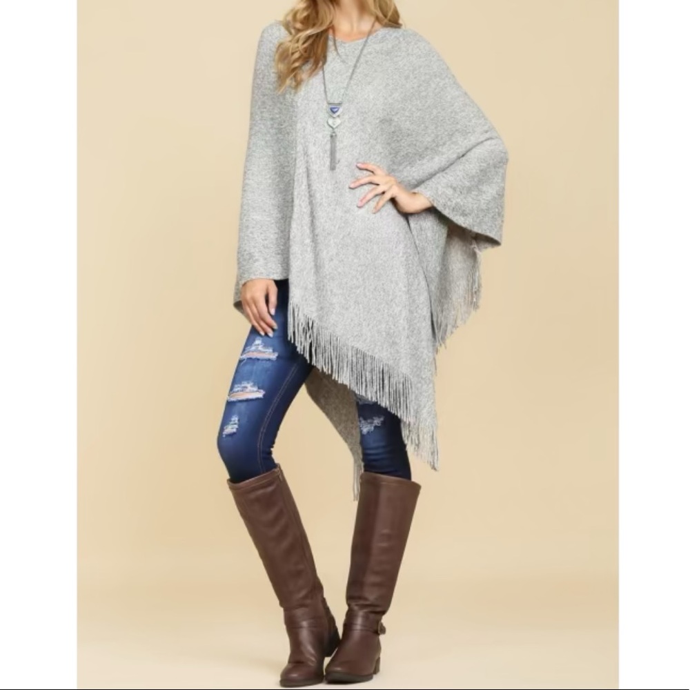 Super soft asymmetrical sweater poncho